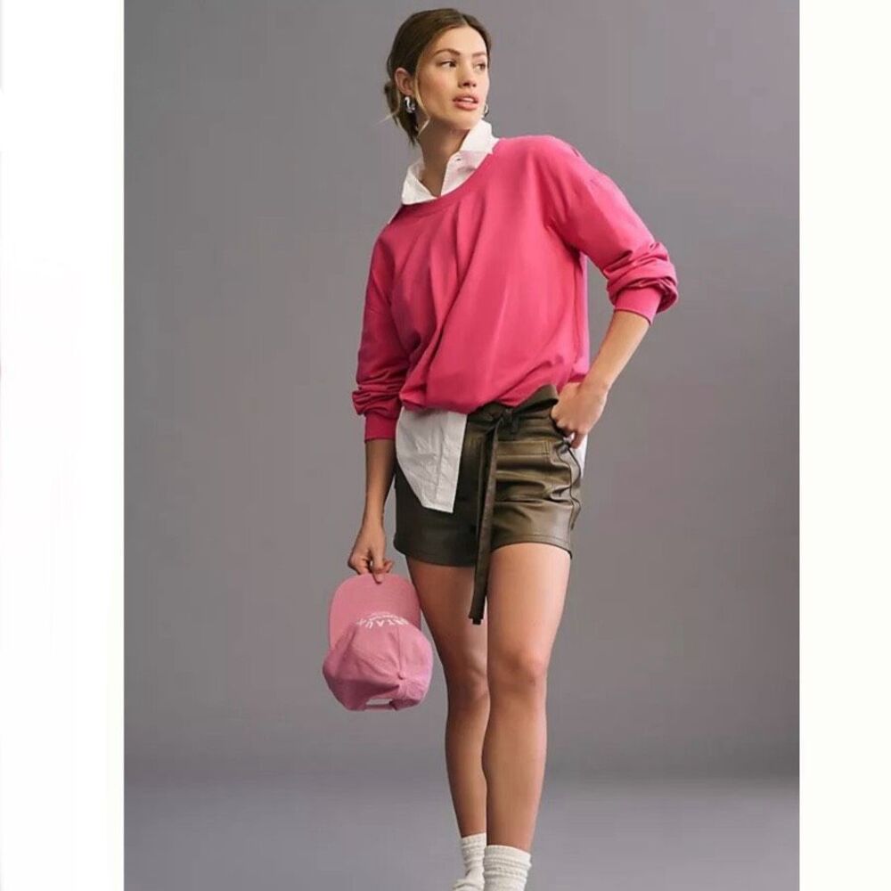 Anthropologie Maeve Twist-Front‎ Sweatshirt top Size M pink